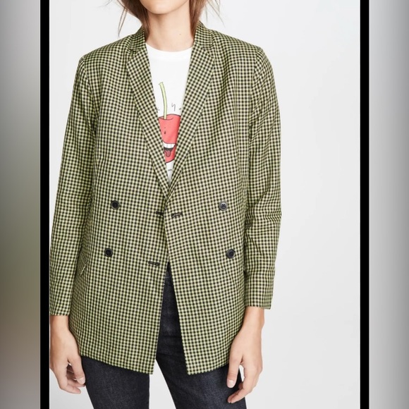 CAPULET Blazer Womens Size Medium Dylan Double Breasted Green Black Plaid - Picture 1 of 16